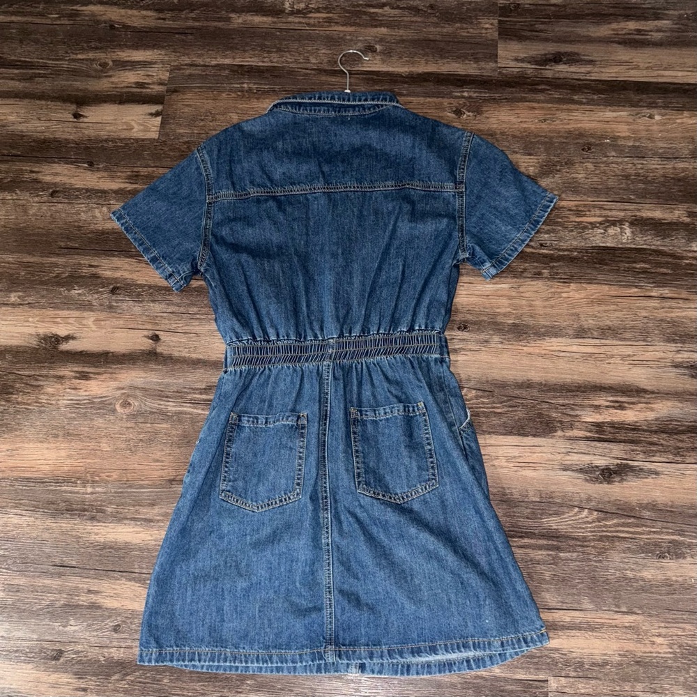 Blue Denim Mini Collared Button-Up Dress - Picture 5 of 11